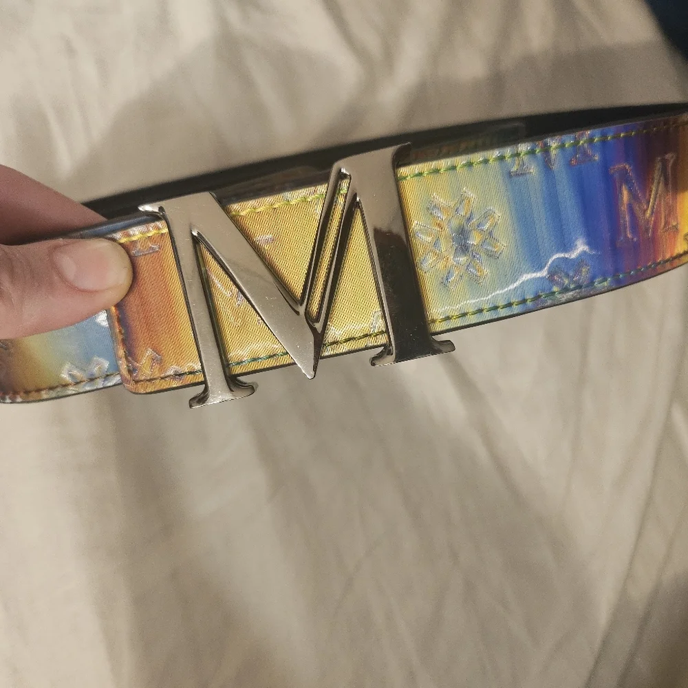 MILLIONAIRBRAND M BUCKLE GENUINE LEATHER MULTI COLOR Iridescent Unisex‎